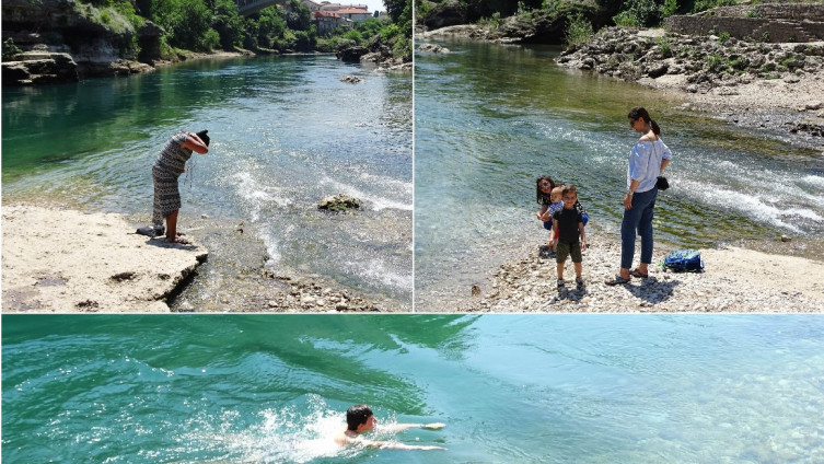 Počele "paklene" vrućine u Mostaru: Turisti se osvježavali u Neretvi