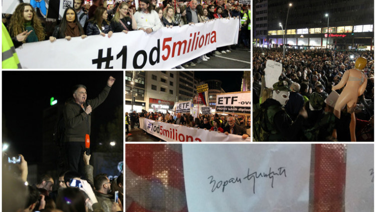 Održan protest u Beogradu "1 od 5 miliona": Okupljeni blokirali ulaze u RTS